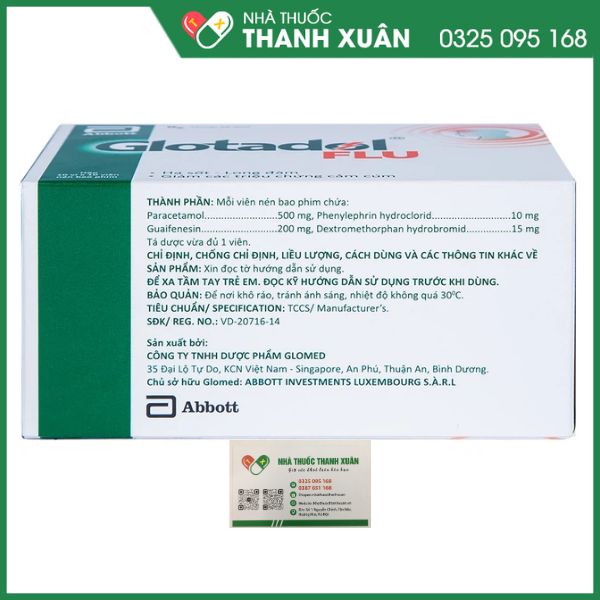 GLOTADOL FLU hạ sốt long đàm, giảm cảm cúm